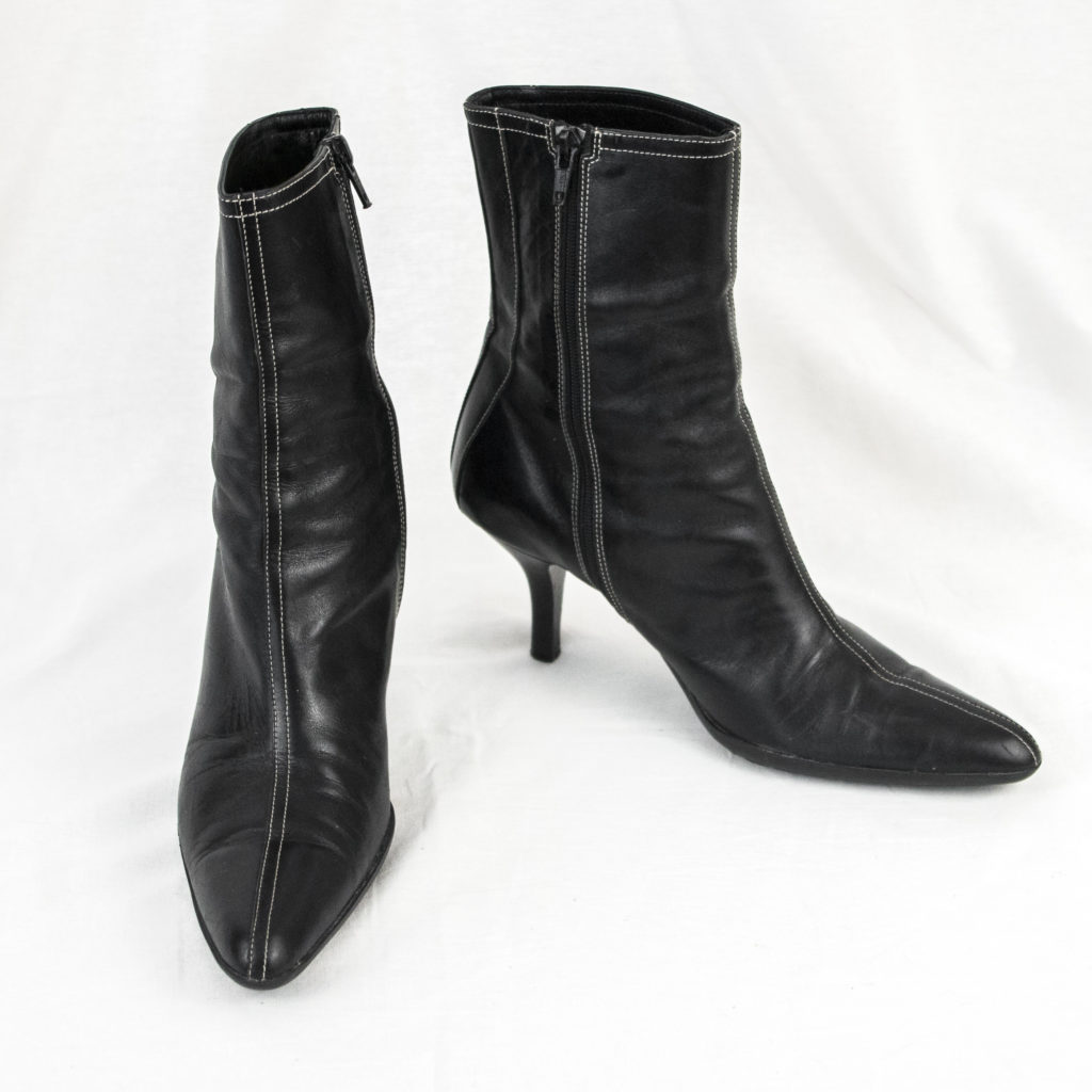 Coach Leather Ankle Boots 7 M EU 37.5 Made Italy p284 Jeanne Black High Heel