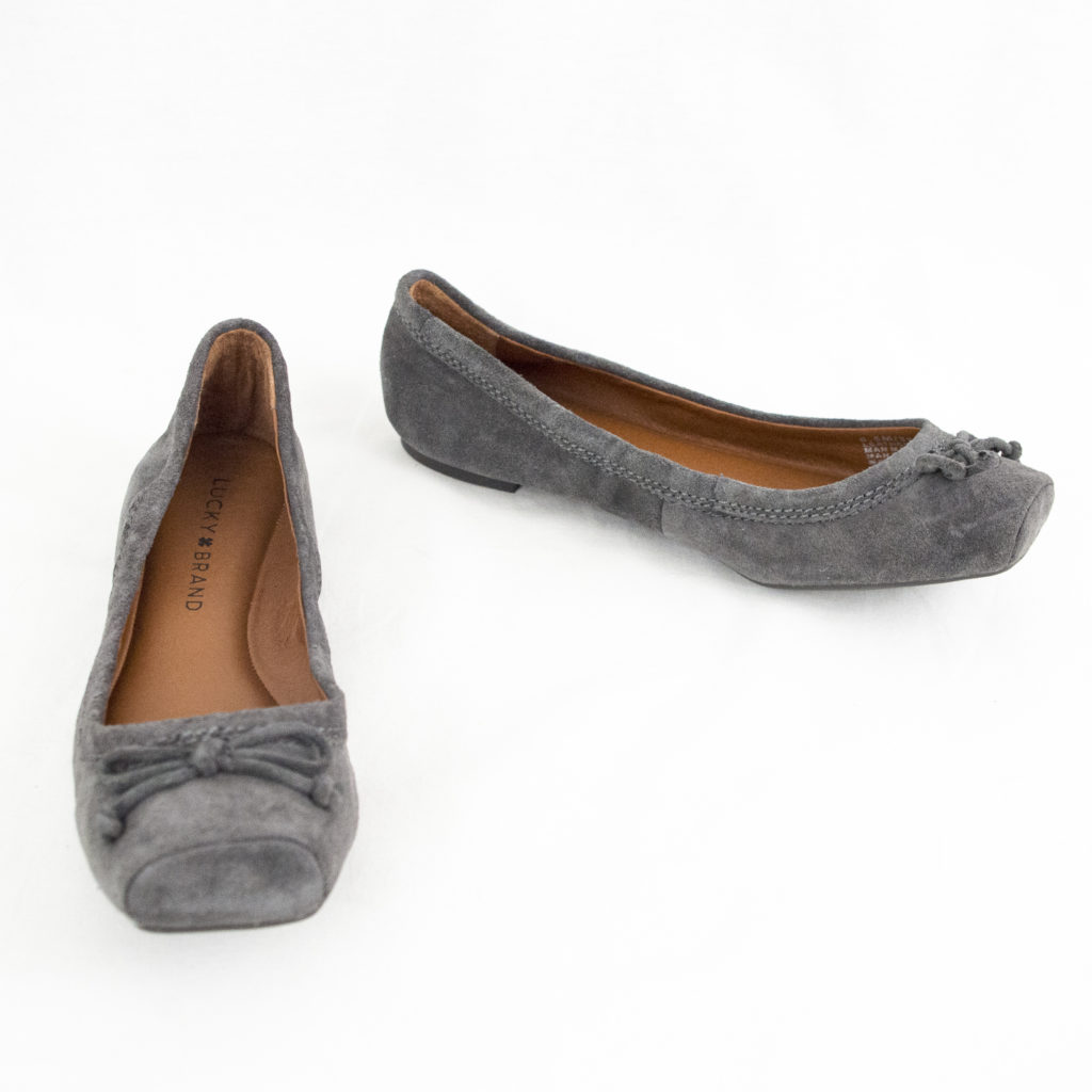 Lucky Brand Shoe 6.5 Suede Ballet Flat Gray Sandriana EU 37