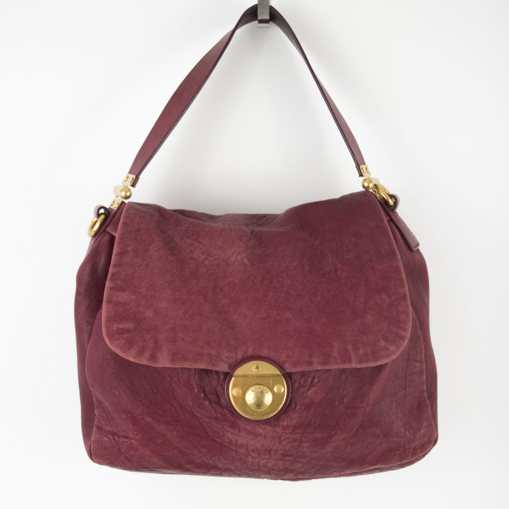 Marc by Marc Jacobs Lamb Leather Purse Red Push Clasp Flap Over Top Handbag Vtg